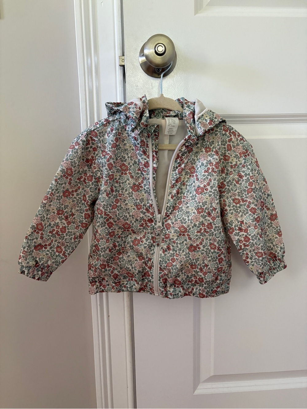 H&M Girls Floral Hooded Raincoat - Pink & Green
